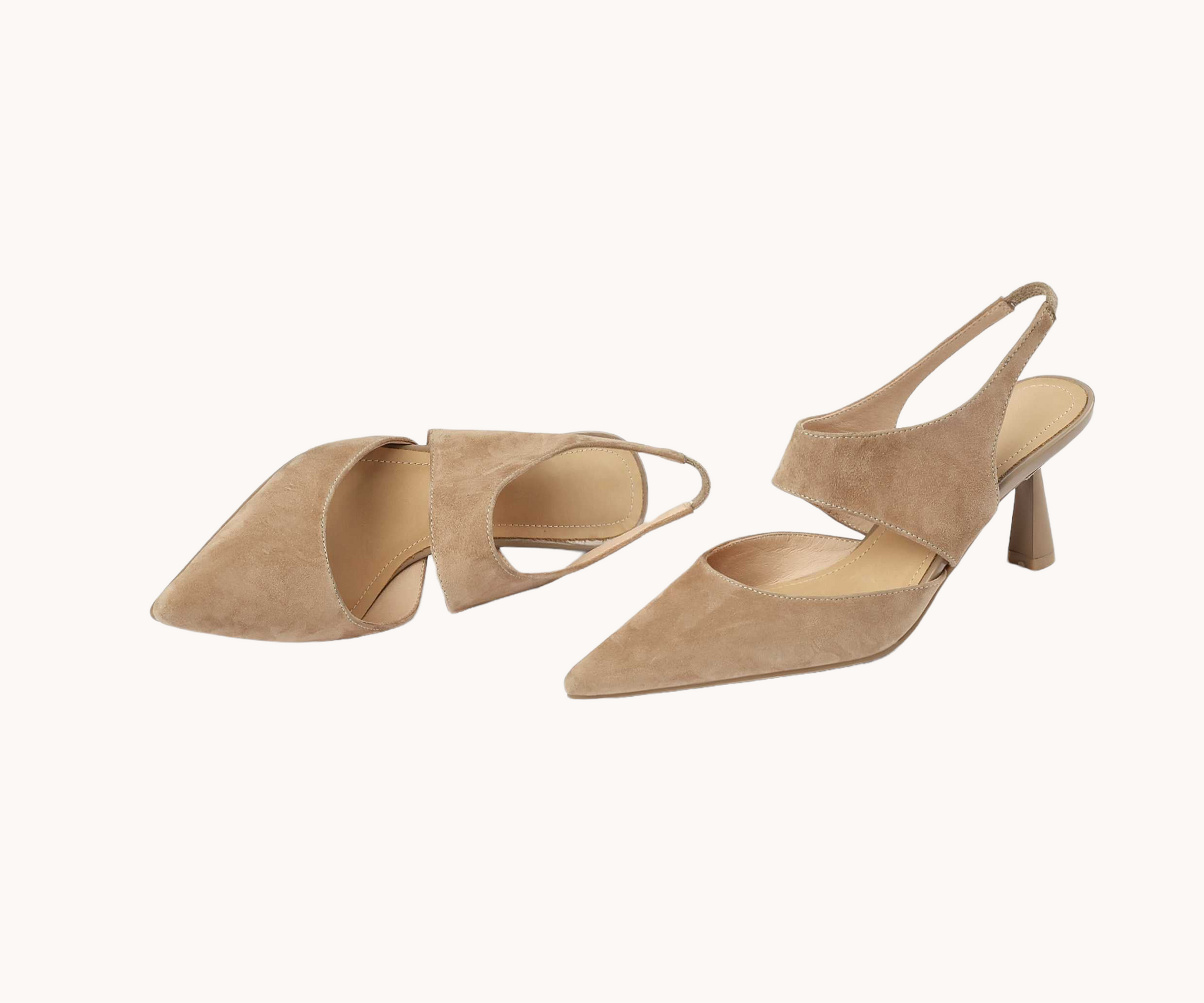 Suede Slingback Pumps Nude